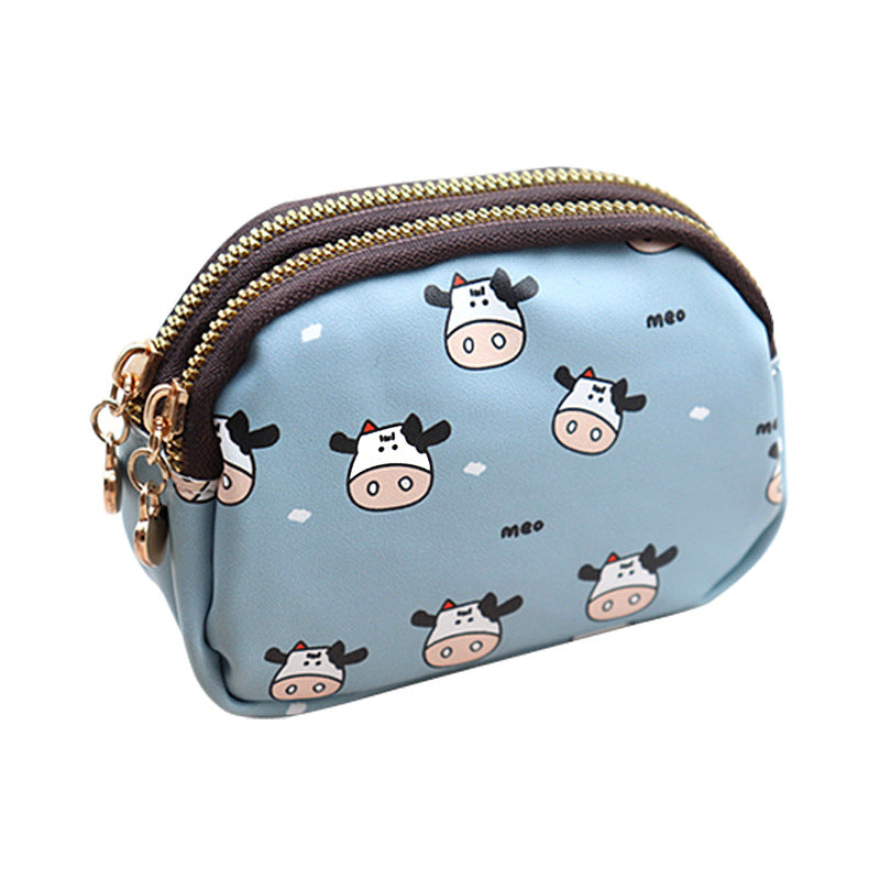 Wholesale Double Zipper Coin Purse Cute Cow Small Wallet