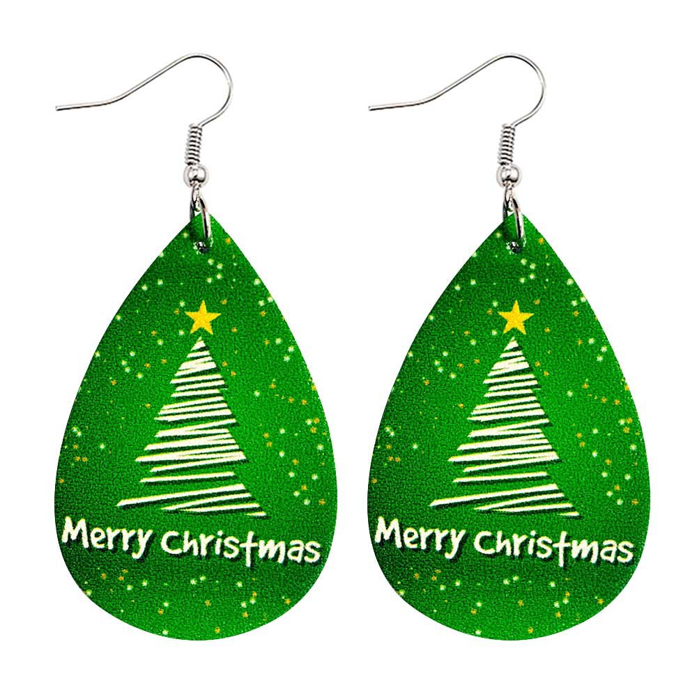 Wholesale Christmas Tree Bell Leather Earrings