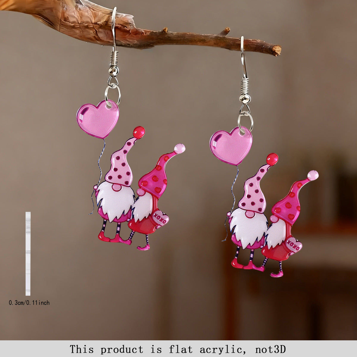 Wholesale Valentine's Day pink heart-shaped cartoon acrylic earrings