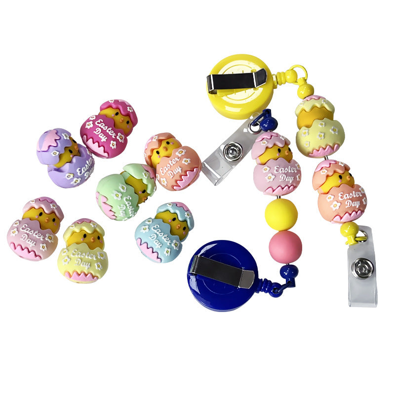 Wholesale 10pcs DIY Silicone Beads 3D Resurrection Chick Broken Shell Egg Dropping Glue Solid Beads  Beaded Accessories