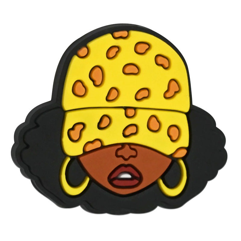 Wholesale Random 100pcs Black Girl Beaded PVC Soft Rubber Beads Focal Beads