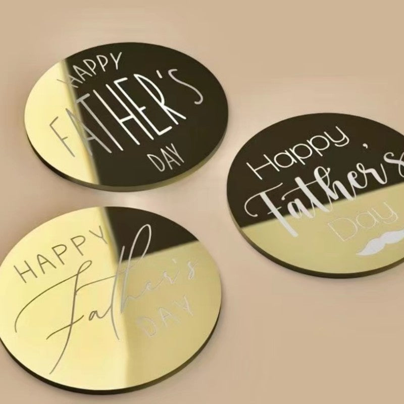 Wholesale 10PCS/PACK Father's Day Happy Acrylic Cake Card Decoration