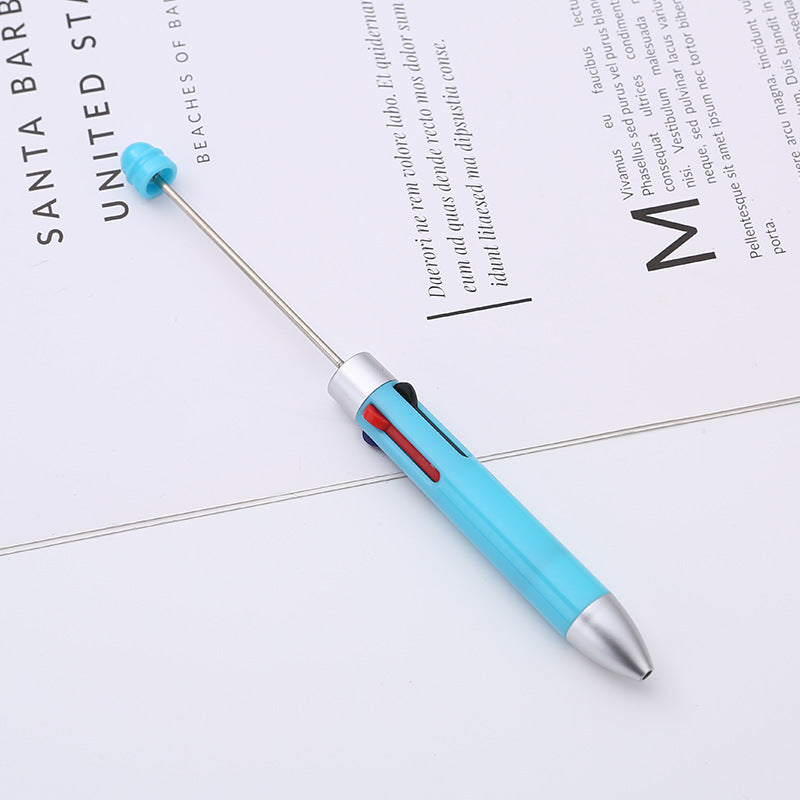 Wholesale DIY Beaded Multi Color Press Four Color Refill Plastic Ballpoint Pen