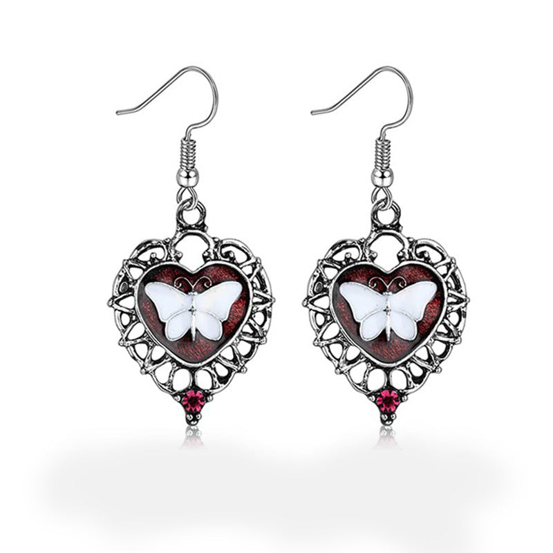 Wholesale Halloween Fashion Gothic Silver Vintage Skull Butterfly Earrings