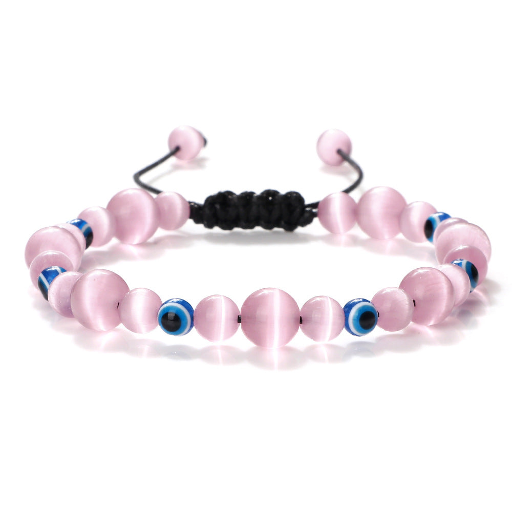 Wholesale Creative Spacer Size Beads Woven Tandem Combination Bracelet Adjustable Devil' s Eye Pendant Bracelet