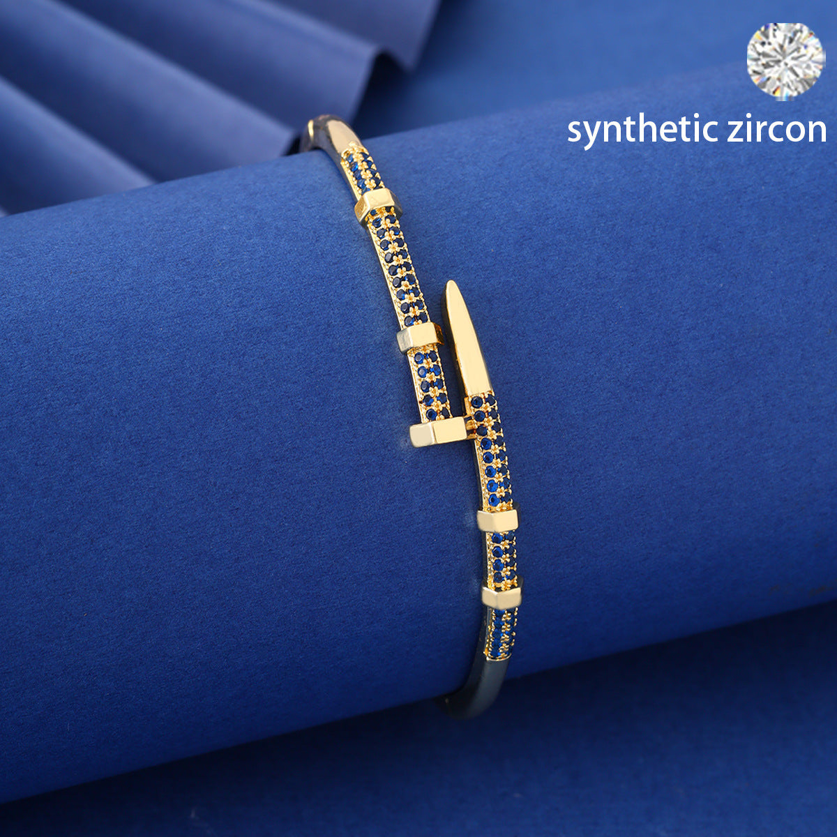 Wholesale Nail copper micro inlaid zircon open bracelet