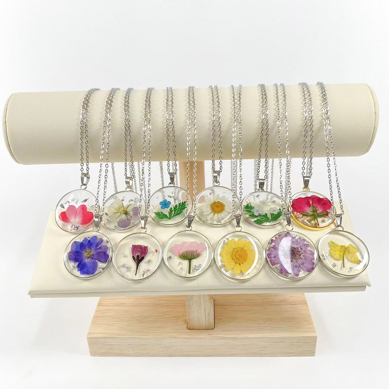 Wholesale 6pcs Resin Creative Birthday Month Dried Flower Necklace
