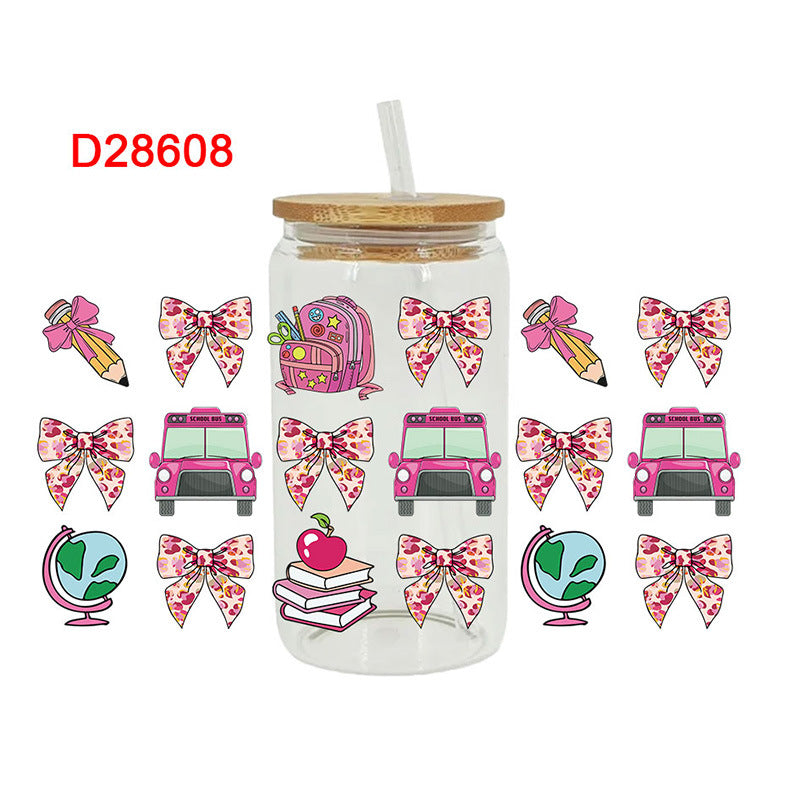 Wholesale Colored Pencil Bow Teacher's Day 16oz Cup UV DTF Wraps