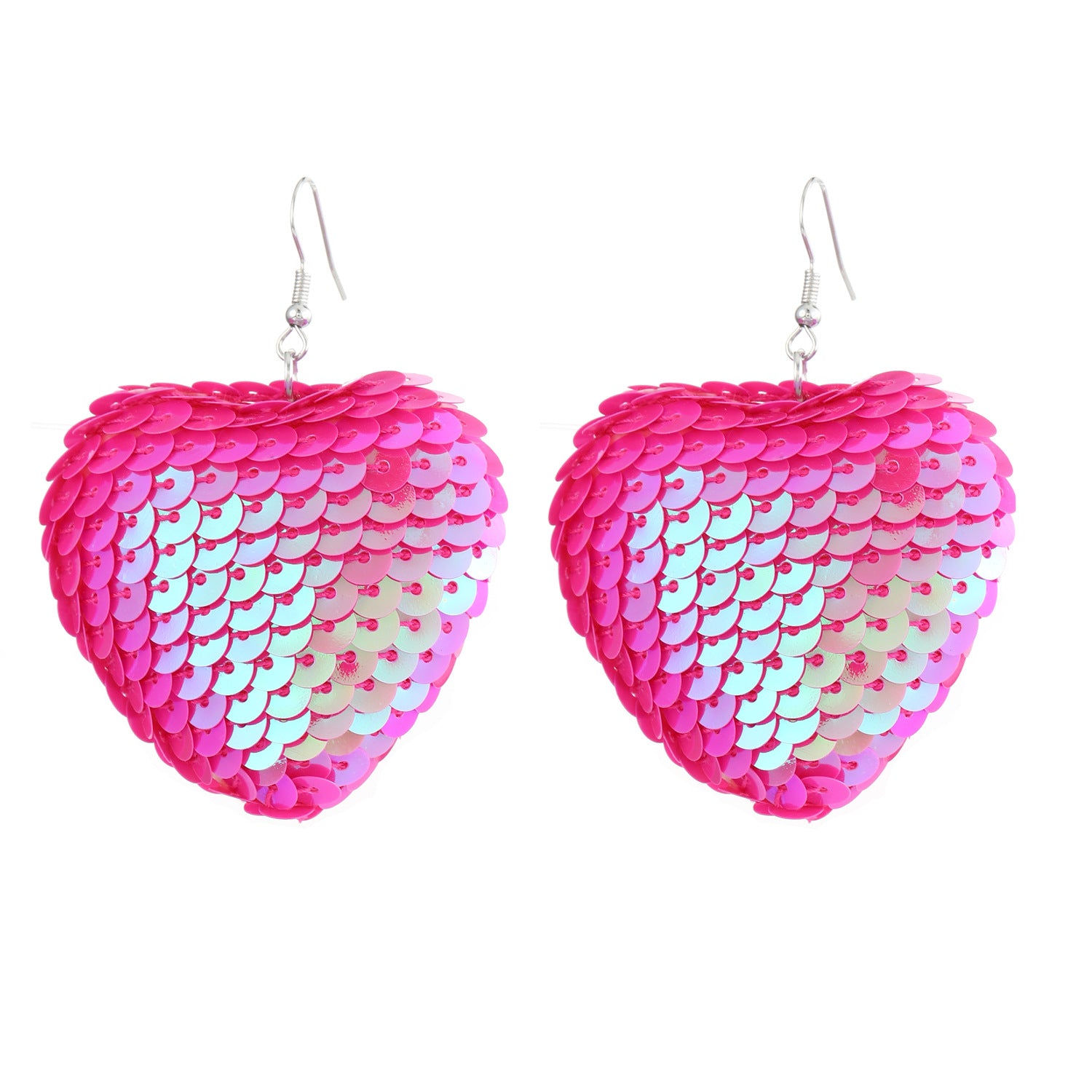 Wholesale Reflective Sequin Heart Earrings