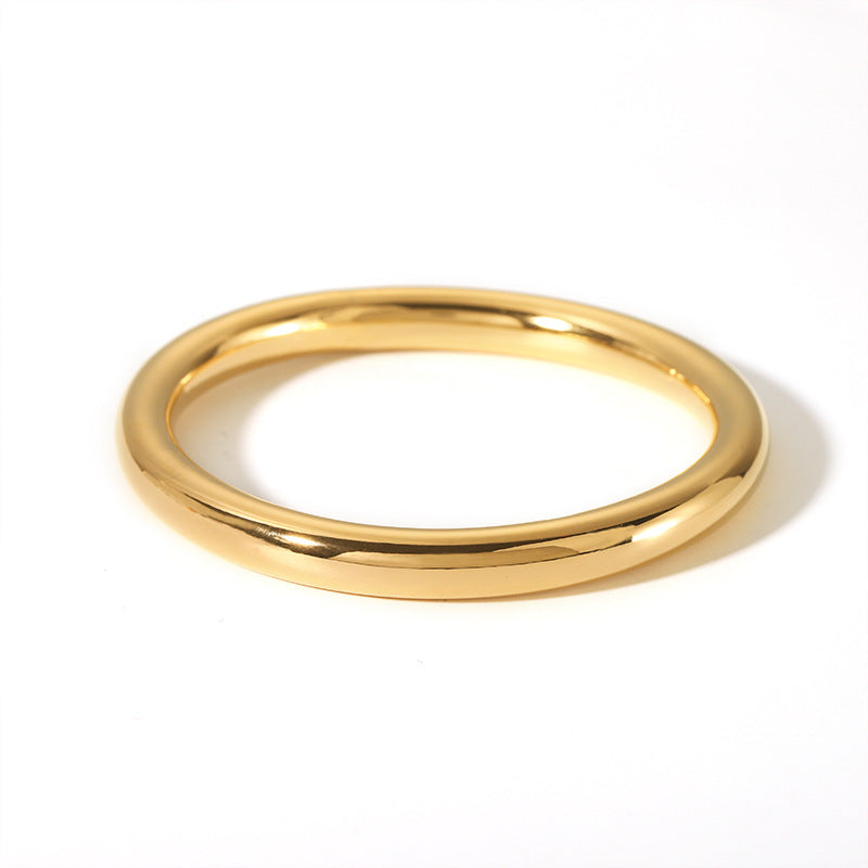 Wholesale Simple and Fashionable Ancient Plain Ring 18K Gold-plated Non-fading Versatile Stainless Steel Hollow Bracelet