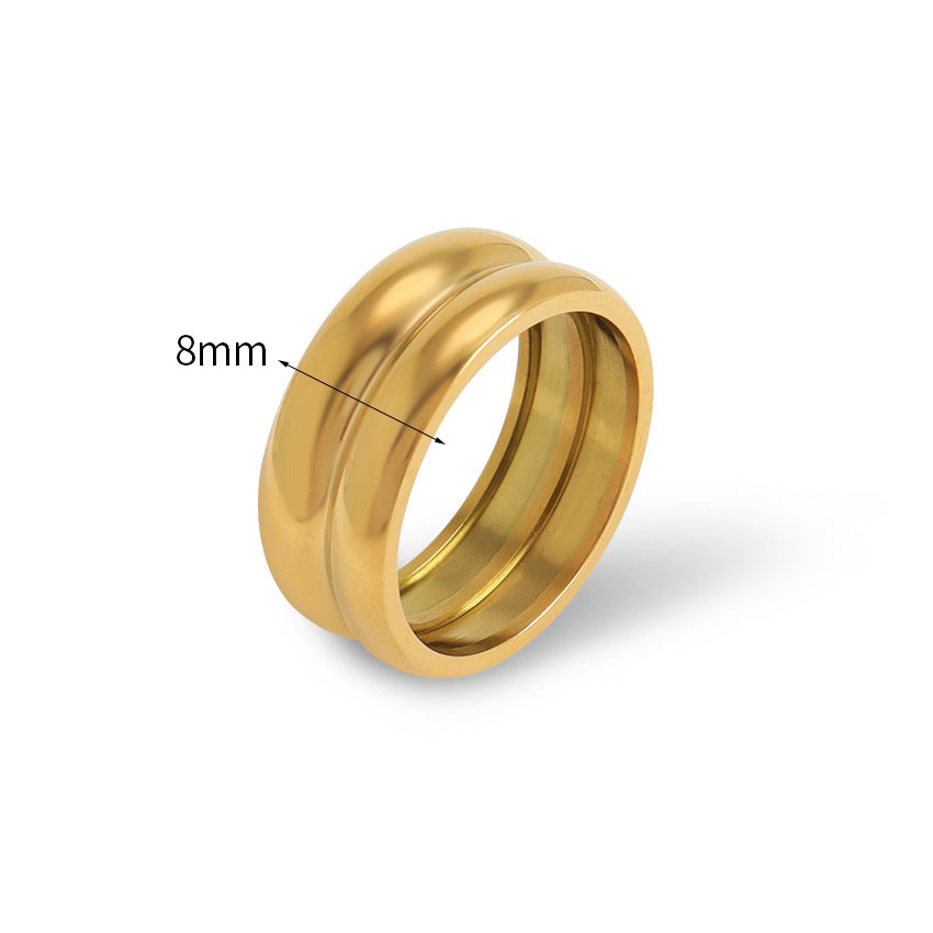 Wholesale Inlaid Pear-shaped Zircon Titanium Steel Thin Circle Open Ring