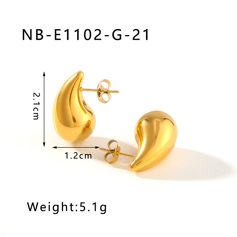 Wholesale Hollow Water Drop High-end 18K Gold-plated Polished Titanium Steel Earrings