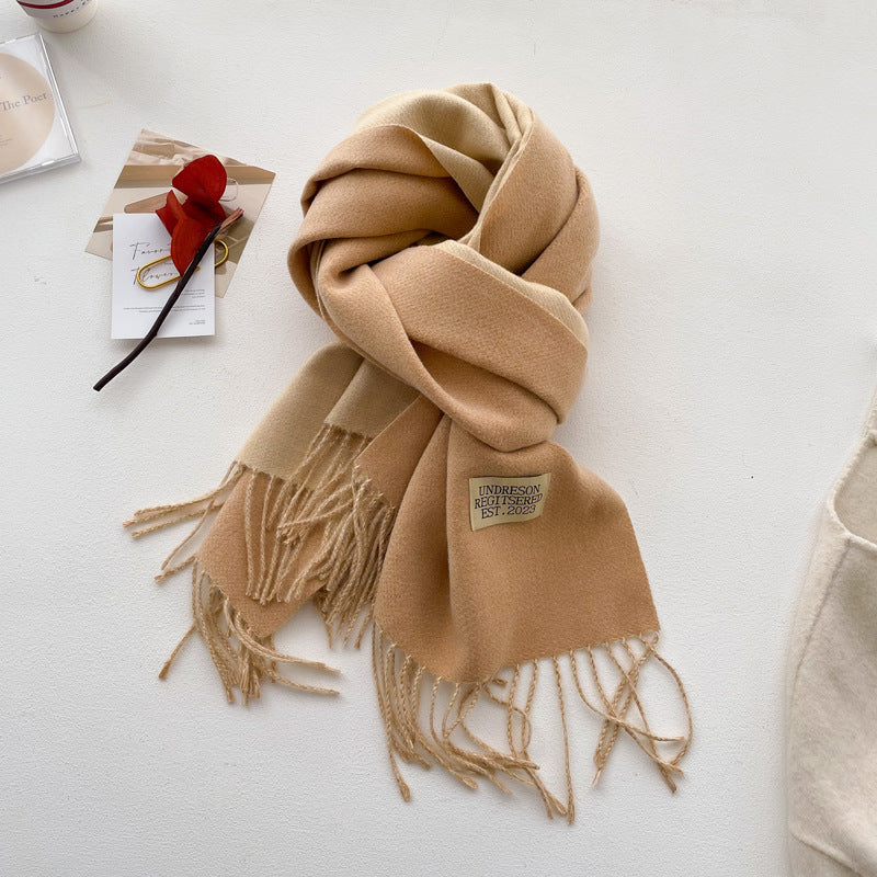 Wholesale Double-sided Solid Color Scarf for Women Autumn and Winter Thickened Imitation Cashmere Tassel Shawl