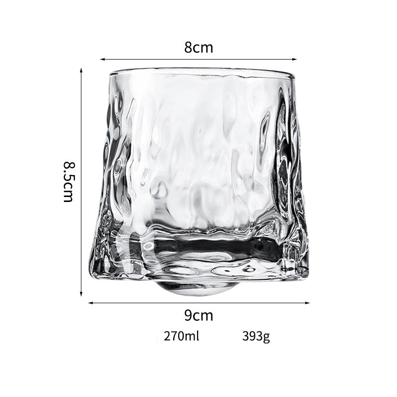 Wholesale Haisman thickened color glass creative rotating whiskey glass hand painted rotating cup with wooden tray decompression Cup