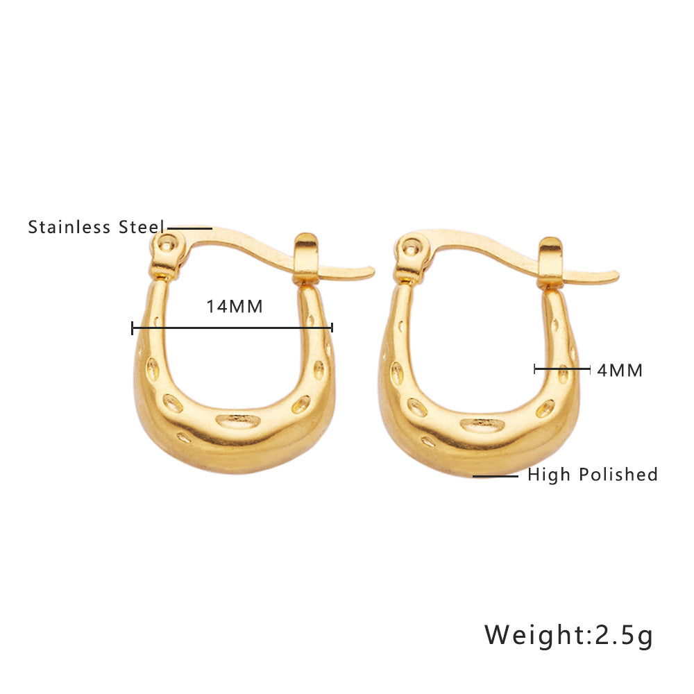 Wholesale High-grade Gold Stainless Steel Braided Thick U-shaped Earrings