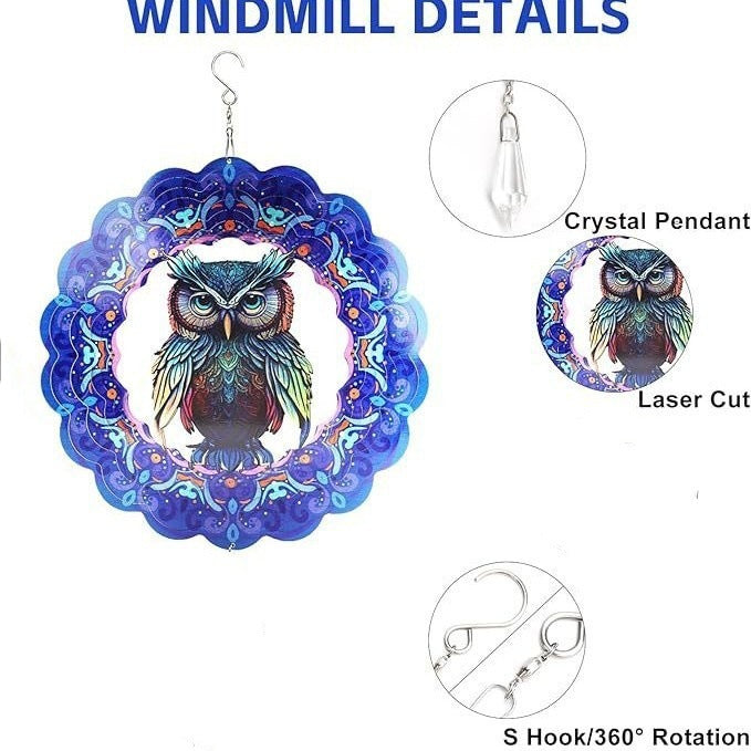 Wholesale animal wind-turning ornaments outdoor 3D rotating wind chimes