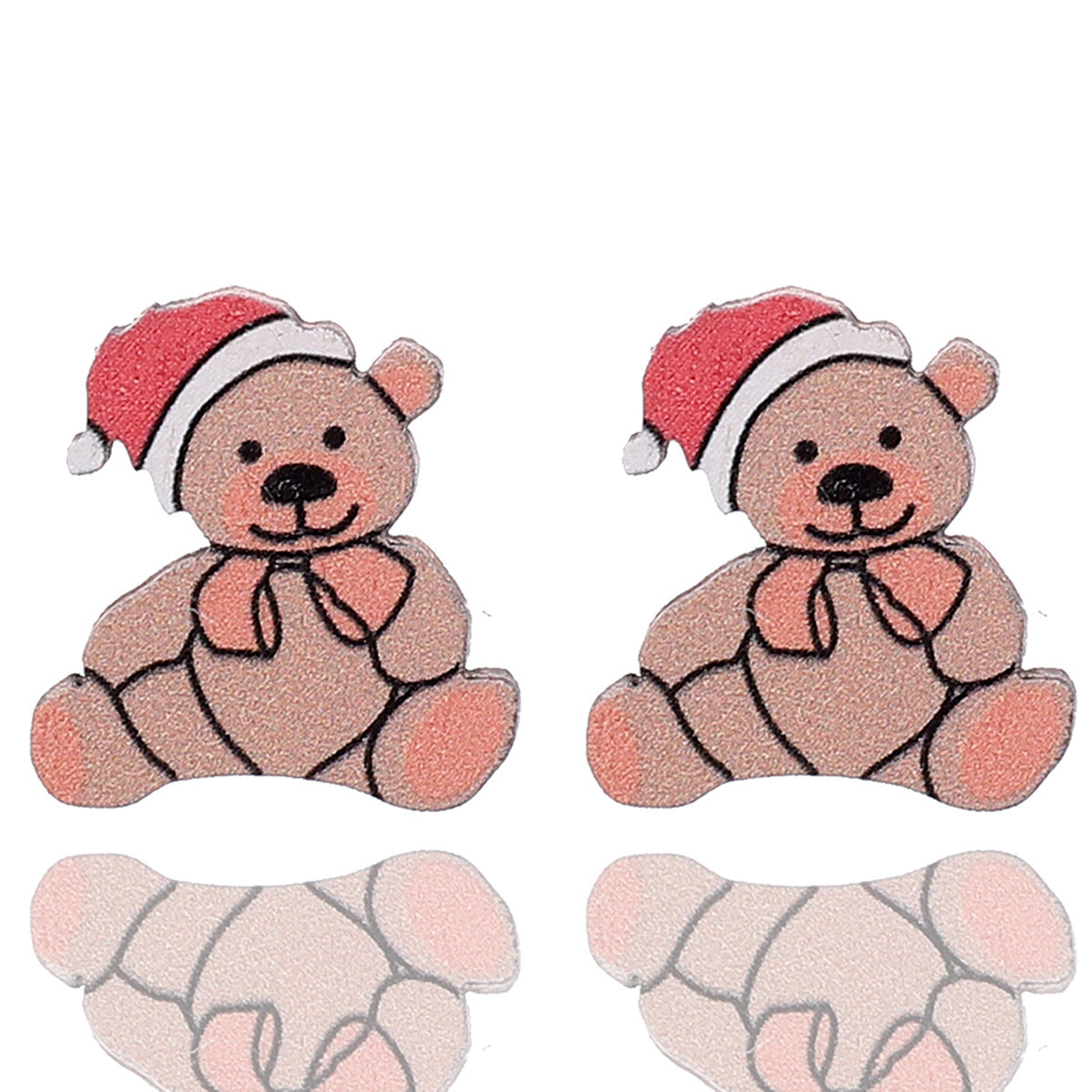 Wholesale Christmas Cute Animal Bear Fox Wooden Vintage Earrings