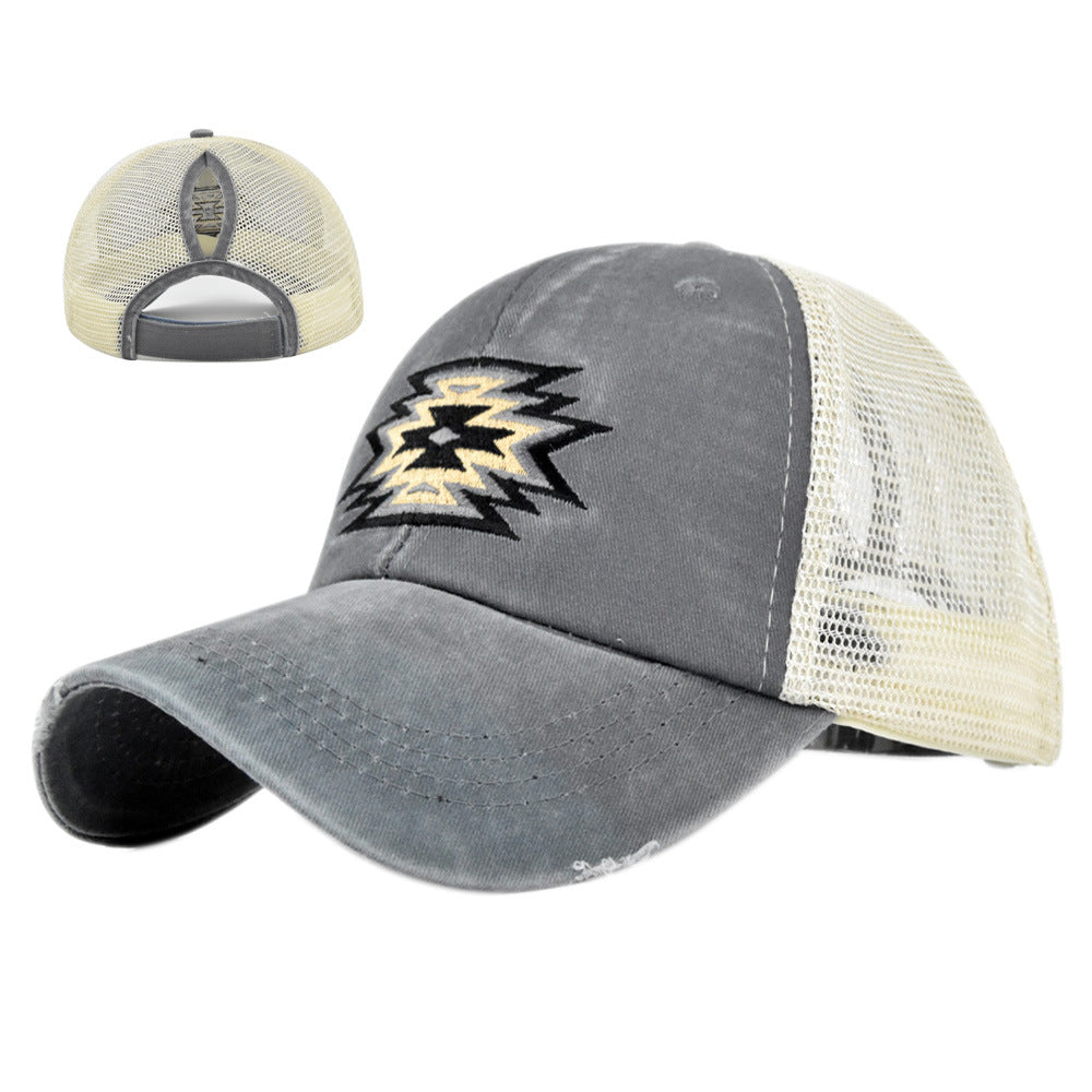 Wholesale Cotton Ponytail Hole Embroidery Baseball Cap