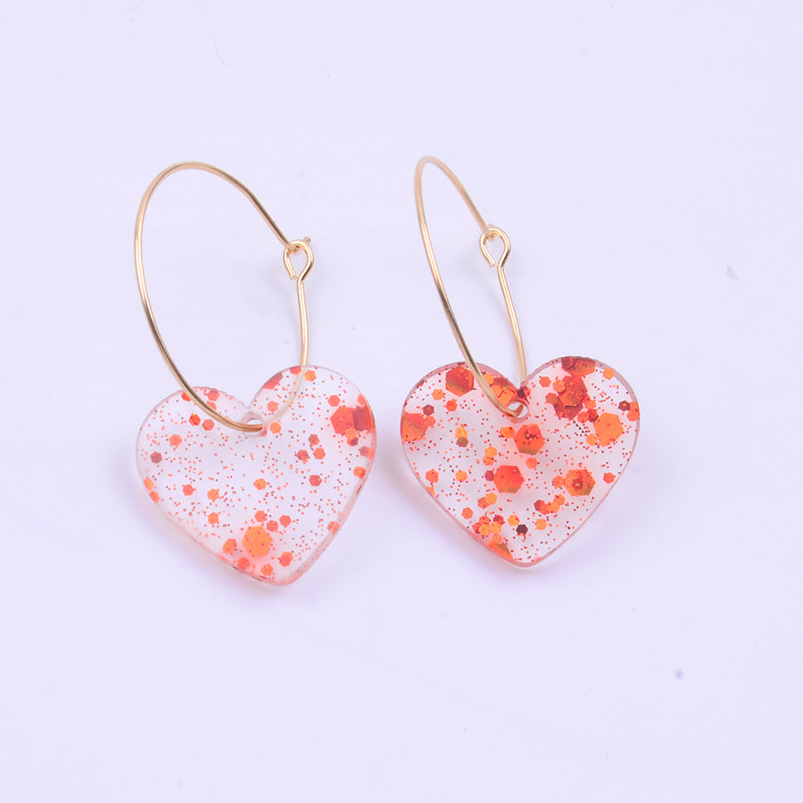 Wholesale   Sequin Heart  Valentine' s Day  Acrylic Earrings