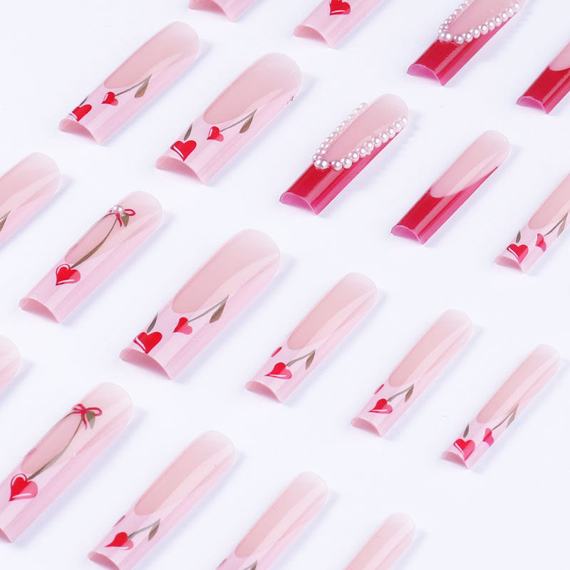 Wholesale French Heart Pearl Wearable Press-on Nails