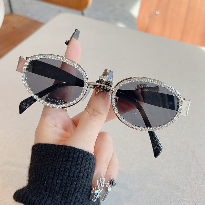 Wholesale Oval metal and diamond vintage sunglasses