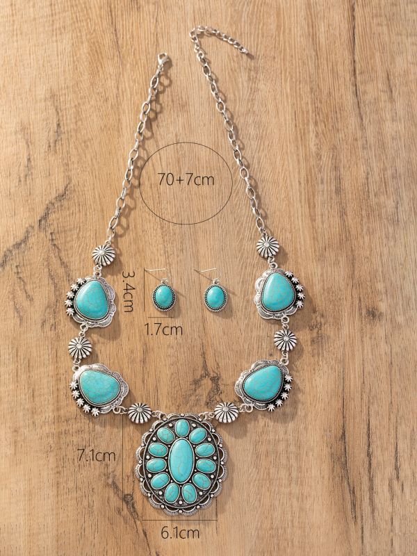 Wholesale Vintage Shaped Necklace Turquoise Earrings Western Style