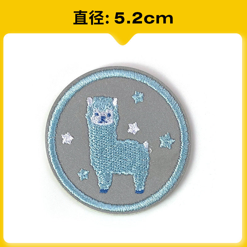 Wholesale Chic Reflective Cartoon Embroidered Patch For Backpack Coat School Bag Safety Decorative Badge