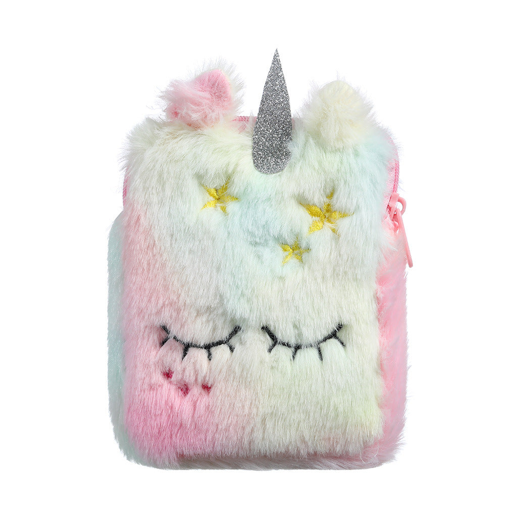 Wholesale Children's Plush Unicorn Shoulder Bag Crossbody Bag Zero Wallet