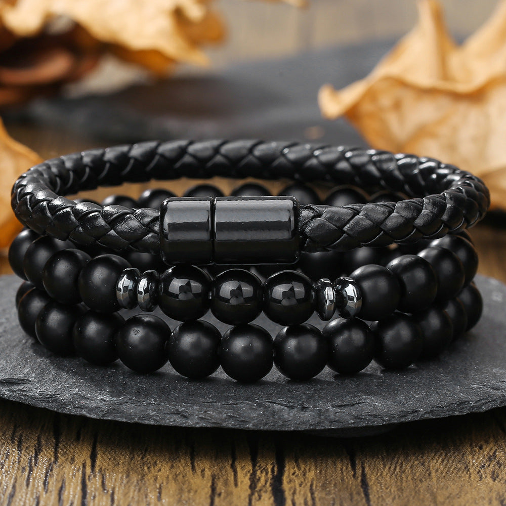 Wholesale black frosted wear copper with zirconium diamond ball flying saucer long bracelet set
