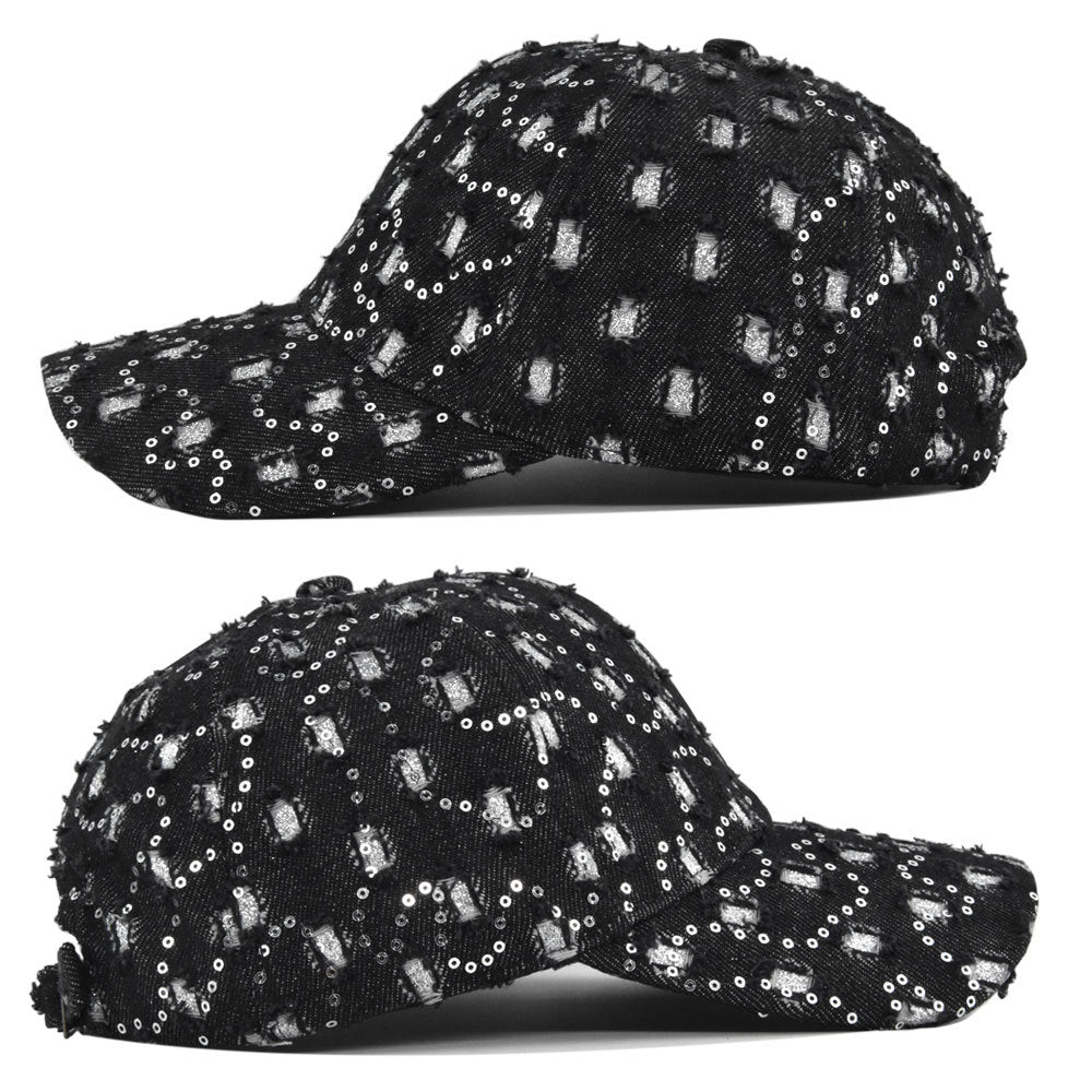 Wholesale Washed Sequin Cowboy Hat Baseball Cap