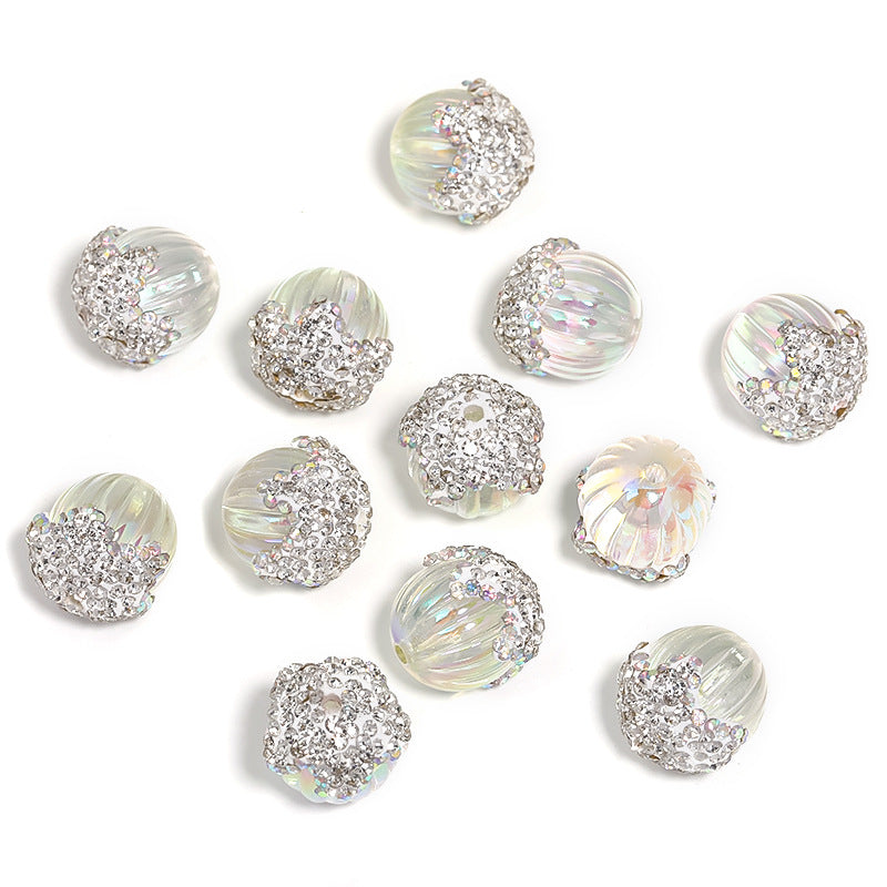 Wholesale 20pcs Diy Heavy Rhinestone Soft Clay Drill Pumpkin Beads Pine Cone Ball Acrylic Beads