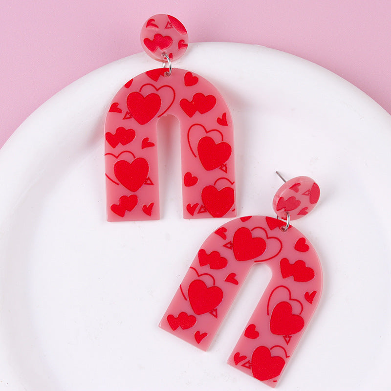 Wholesale Love droplet shaped Valentine' s Day acrylic earrings