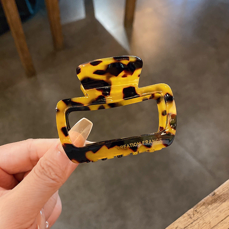 Wholesale Geometric Square Acetate Leopard Print Plastic Hair Clips
