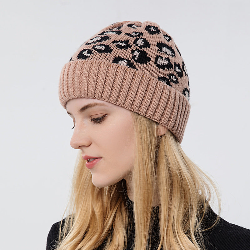 Wholesale  New Leopard Print Autumn/winter Knit Hat