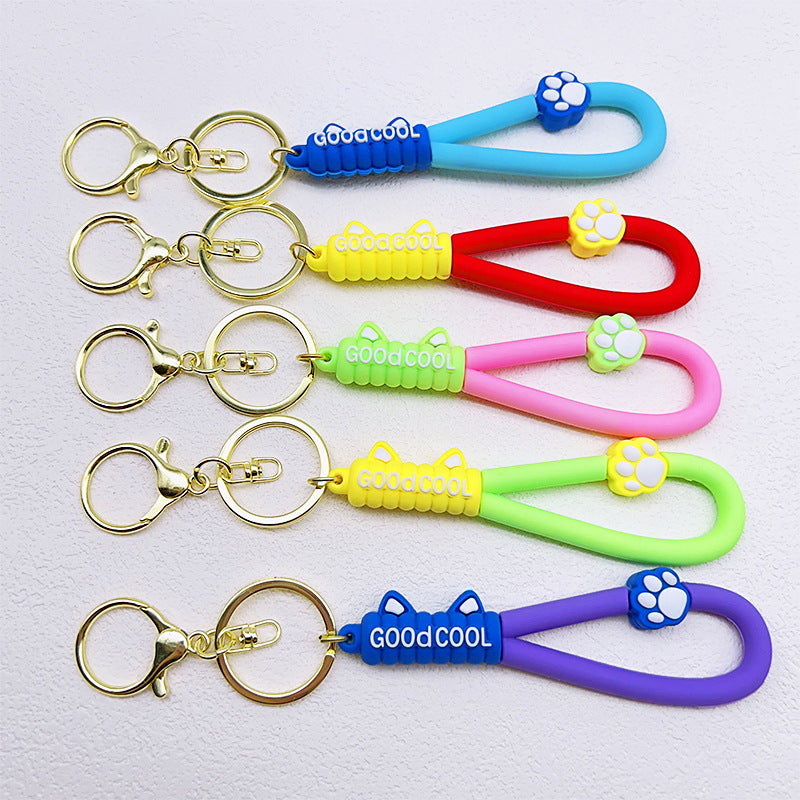 Wholesale Cat Claw PVC Leather Rope Keychain