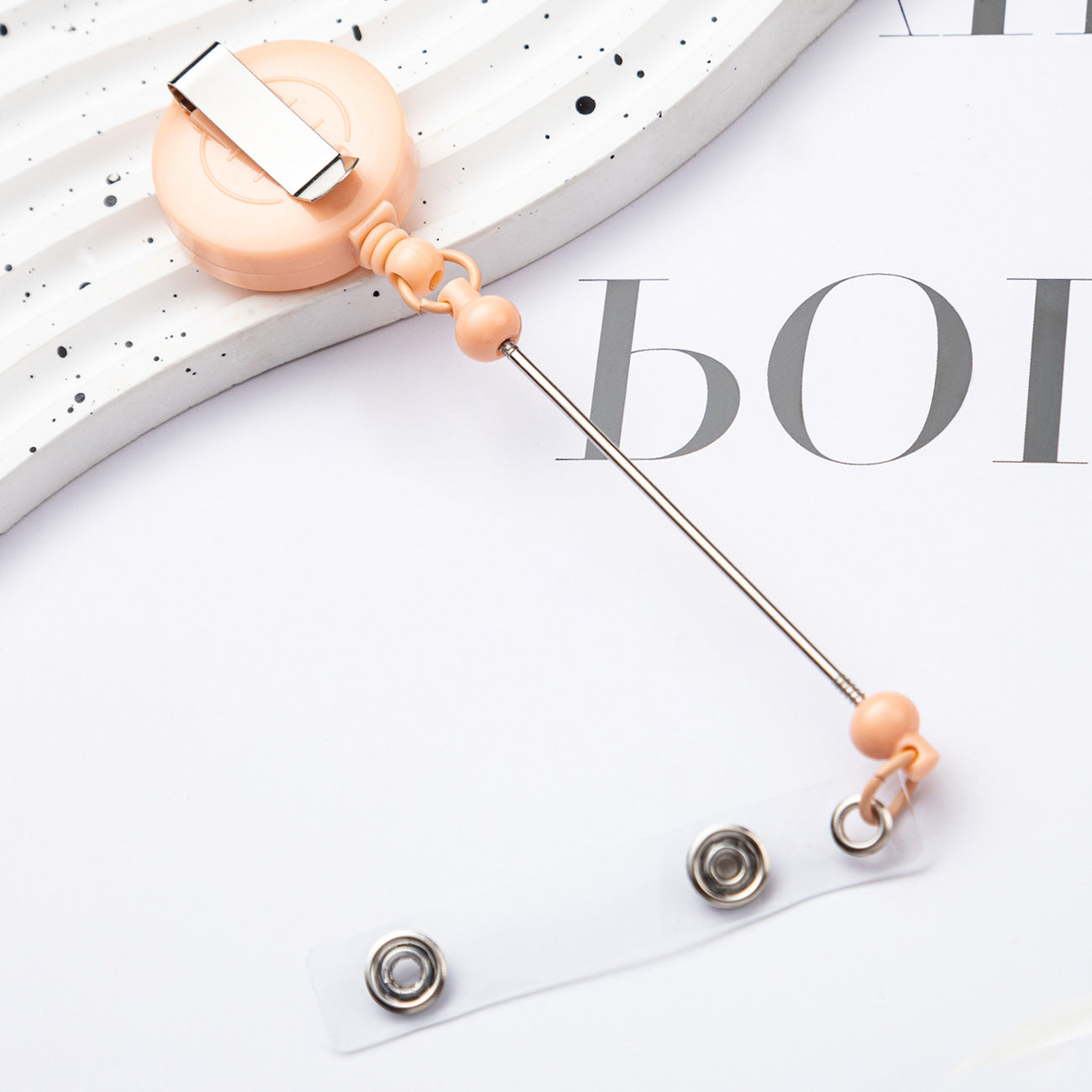 Wholesale Badge Reels DIY Beadable Bar  Retractable Keychain