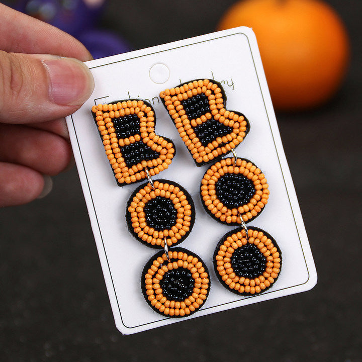 Wholesale Halloween Exaggerated Rice Bead Sewing Earrings