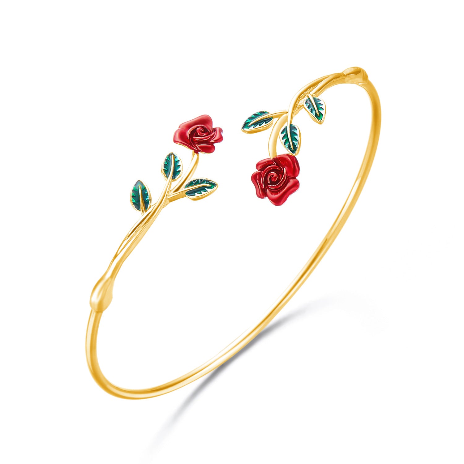 Wholesale Alloy Oil Drop Rose Open Bracelet Ring Set