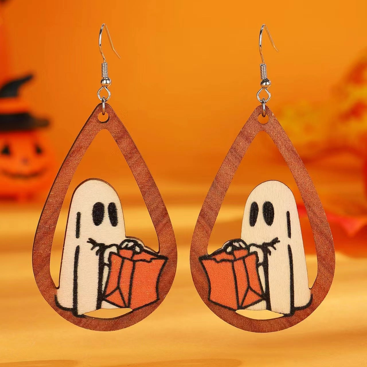 Wholesale Halloween Black Cat Ghost Pumpkin Spliced Drop Earrings
