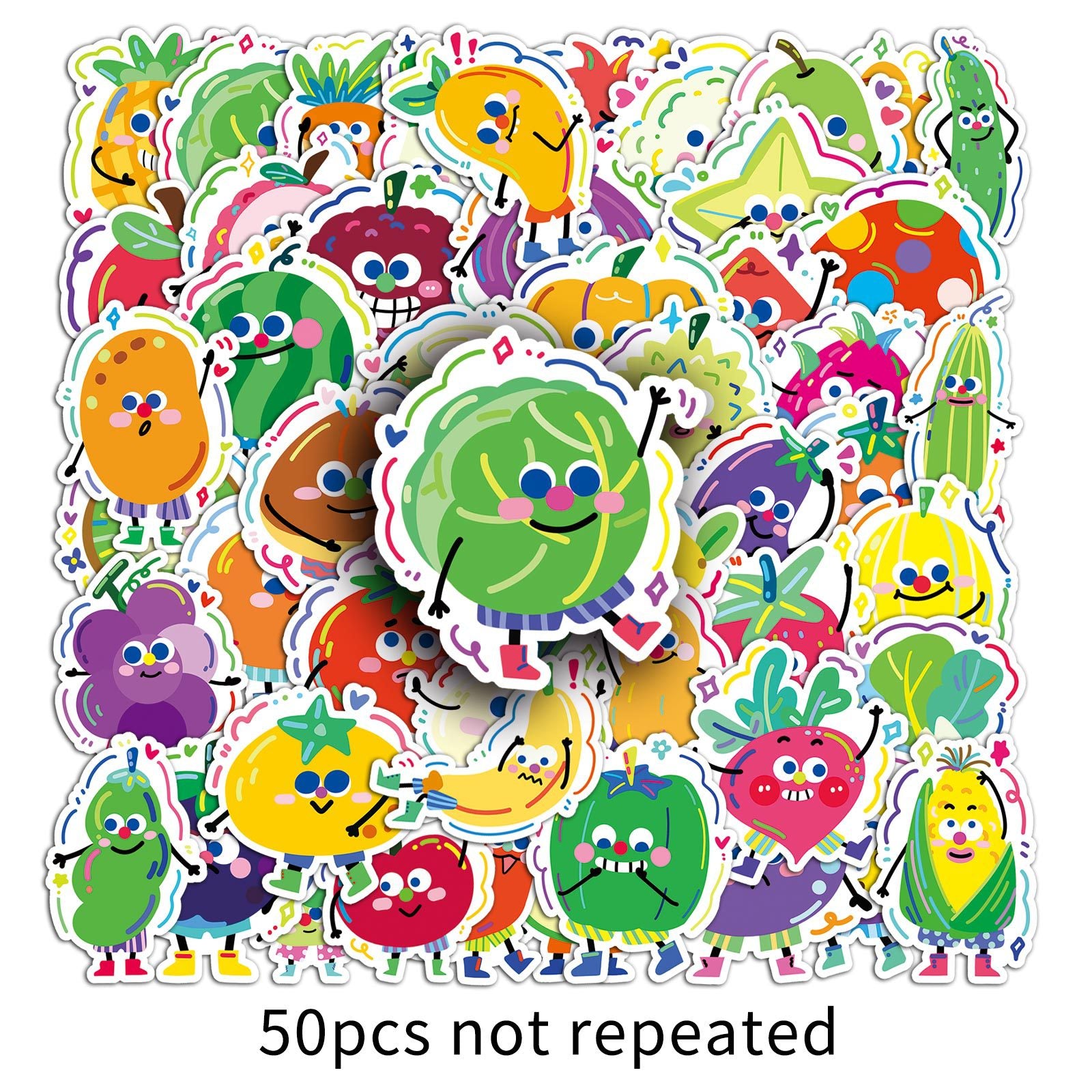 Wholesale 50 pieces of fruit and vegetable stickers graffiti cute cartoon book stickers