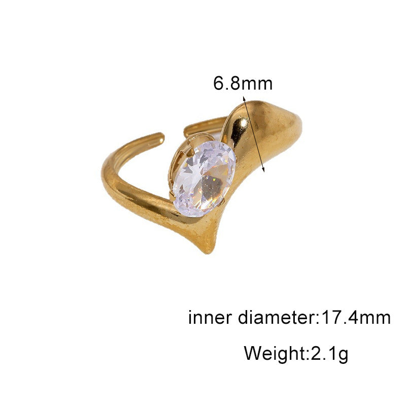 Wholesale Diamond-Set Titanium Steel Open Ring
