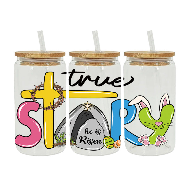 Wholesale Colorful Cartoon Bunny 16oz Cup UV DTF Wraps