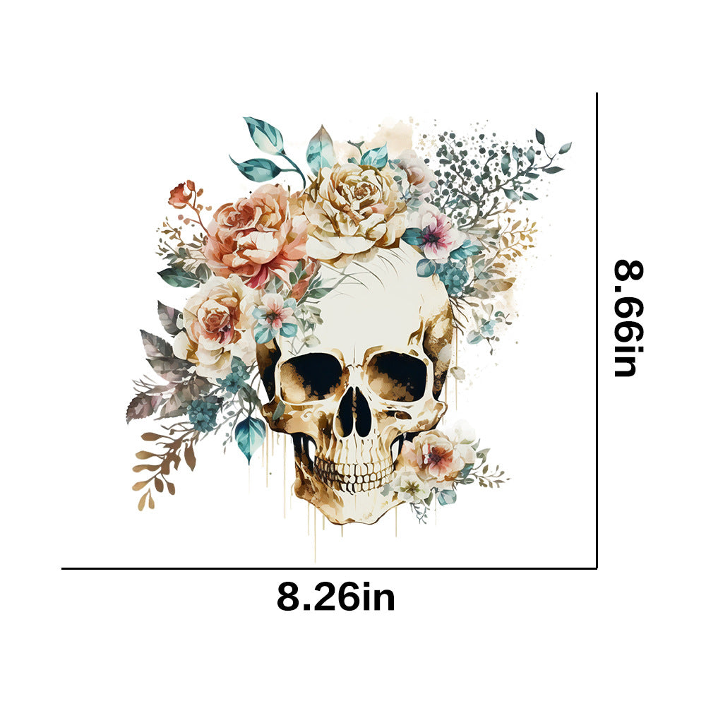 Wholesale 10pcs Colorful Flower Skull UV DTF Ready to Press Transfers Wraps