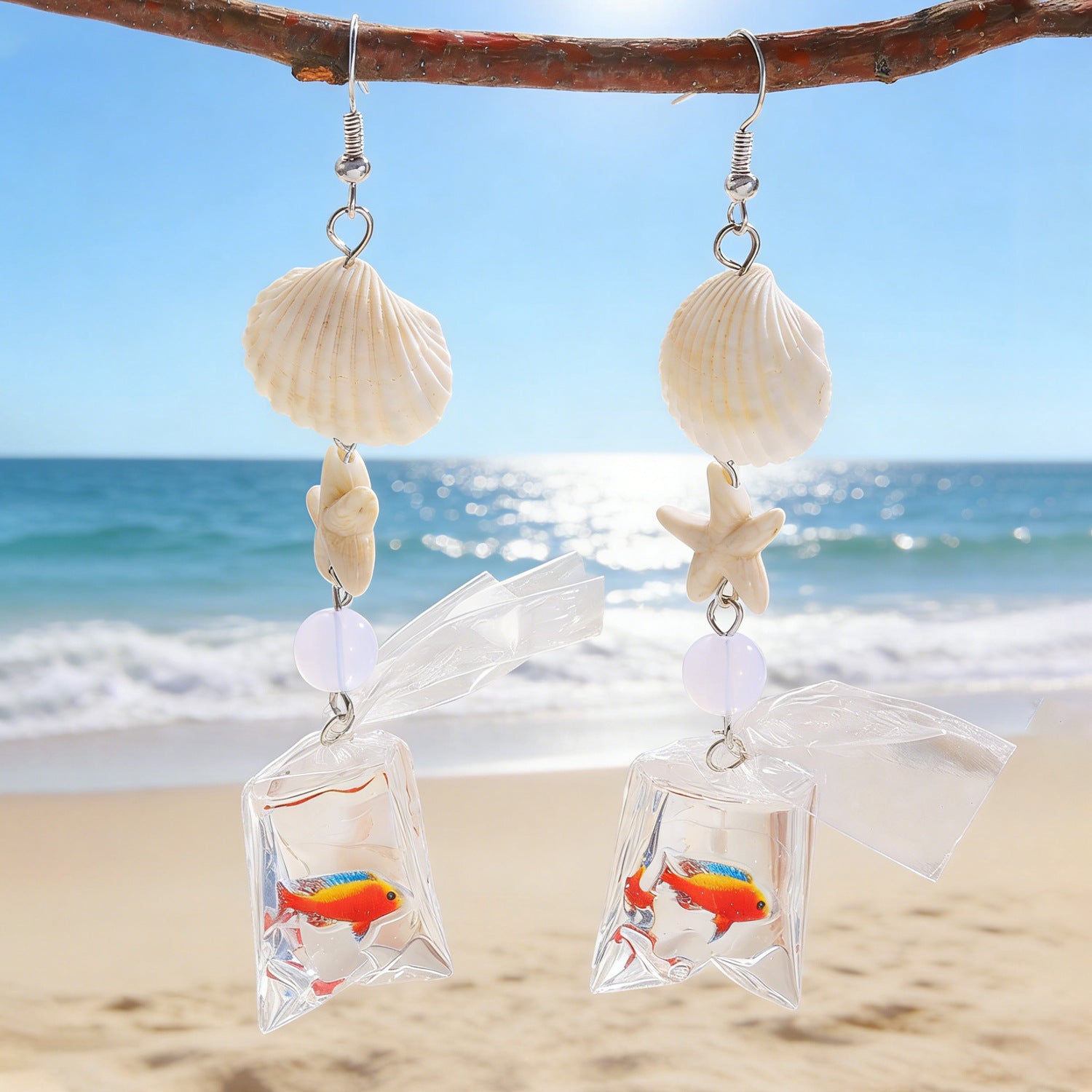 Wholesale Ocean Theme Starfish Shell Drop Earrings Fashion Jewelry Accessory Trendy Gift For Women Boutique Resale