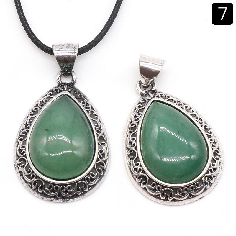 Wholesale Natural crystal agate semi-precious stone teardrop pendant
