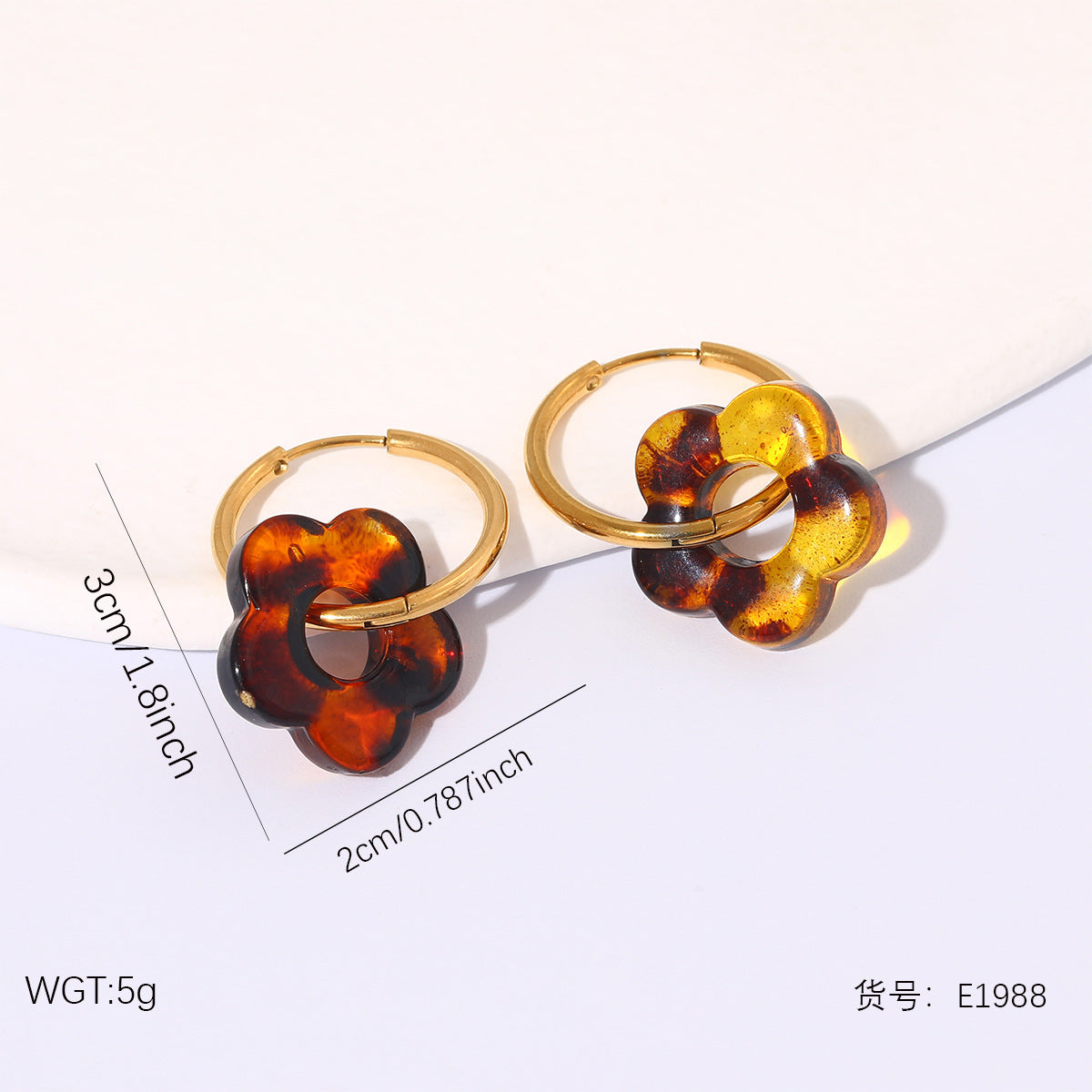 Wholesale Amber-colored stainless steel stud earrings
