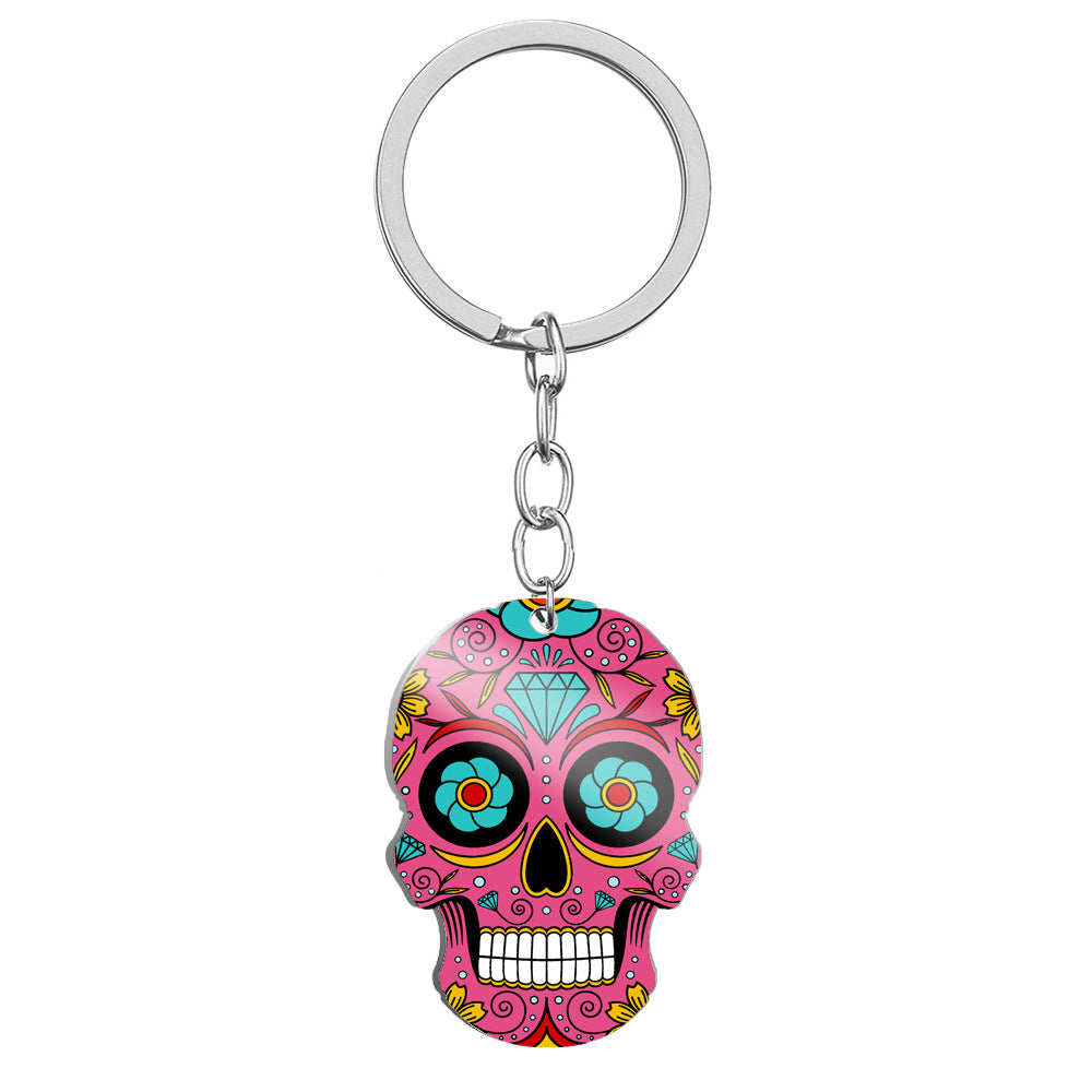 Wholesale Day of the Dead Skull Stainless Steel Keychains