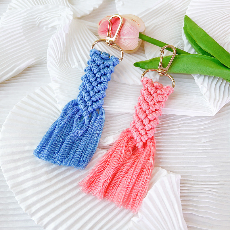 Wholesale Handmade Cotton Rope Woven Tassel Keychains