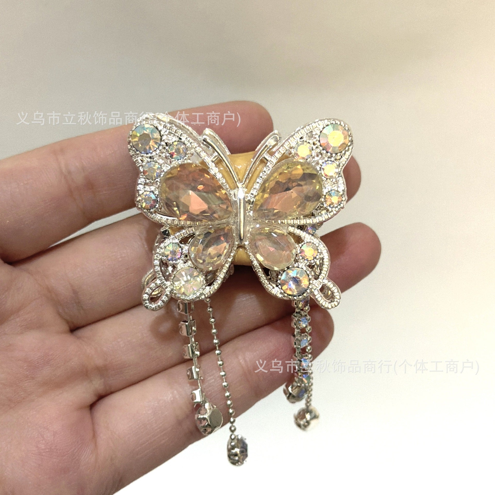 Wholesale 10pcs Soft ceramic three-dimensional butterfly crystal tassel beads