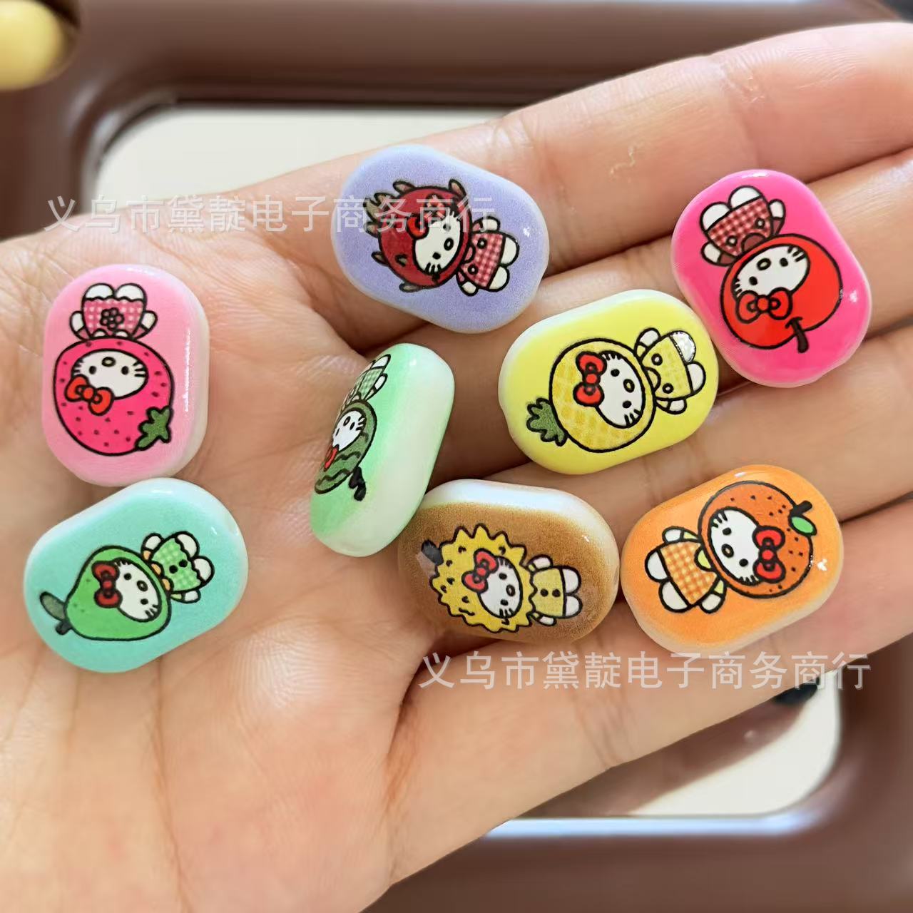 Wholesale 10pcs Fruit Headgear Cat Oval Beads DIY Acrylic Beads OLY Exclusive